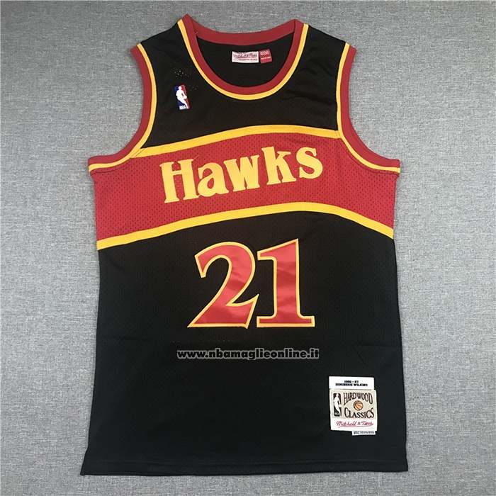 Maglia Atlanta Hawks Dominique Wilkins #21 Mitchell & Ness 1986-87 Nero
